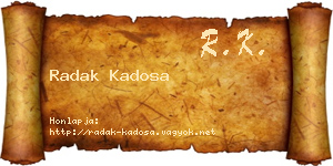 Radak Kadosa névjegykártya